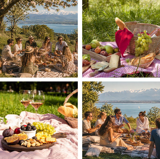Picknick mit Blick auf den Bodensee und die Alpen
